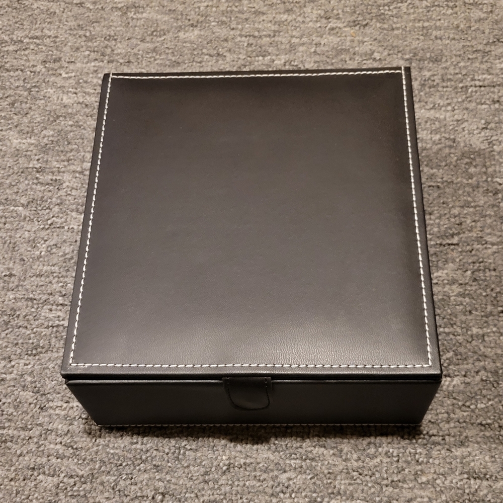 Black leatherette box (9.5" x 9" x 4")
